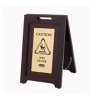 EXECUTIVE MULTI-LINGUAL WOODEN CAUTION SIGN - 2-SIDED - GOLD