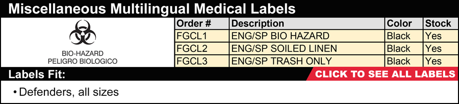 Rubbermaid Medical Miscellaneous Multilingual Custom Labels
