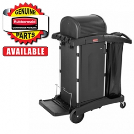 EXECUTIVE JANITORIAL CLEANING CART WITH DOORS AND HOOD HIGH SECURITY, BLACK