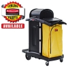 JANITORIAL CLEANING CART WITH DOORS AND HOOD HIGH SECURITY, BLACK