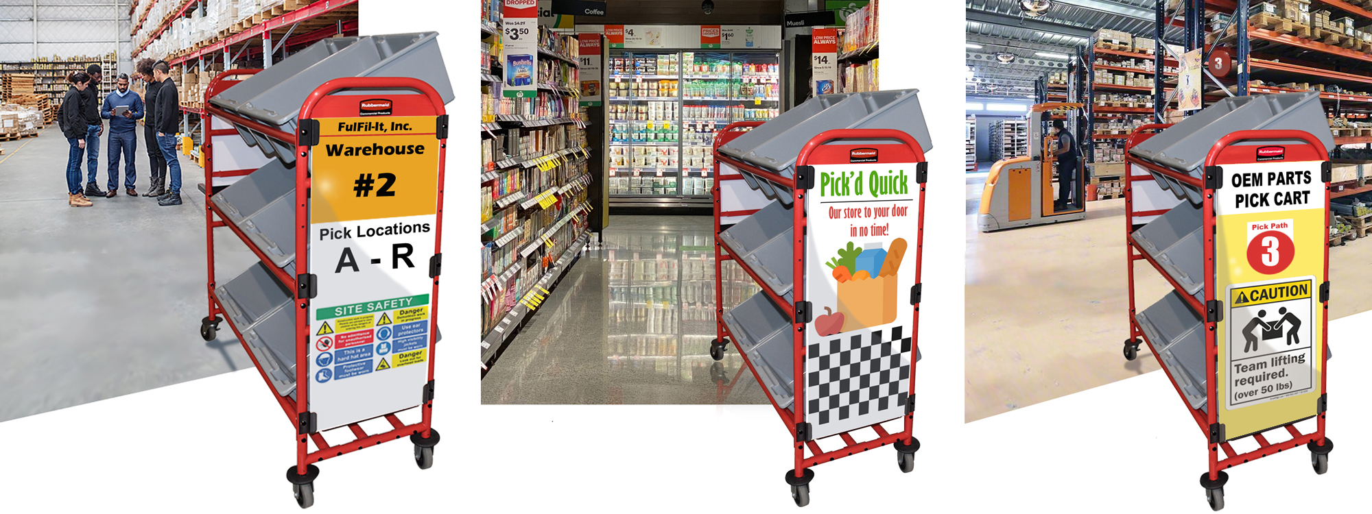 Rubbermaid Tote Picking Cart Advertising Panels